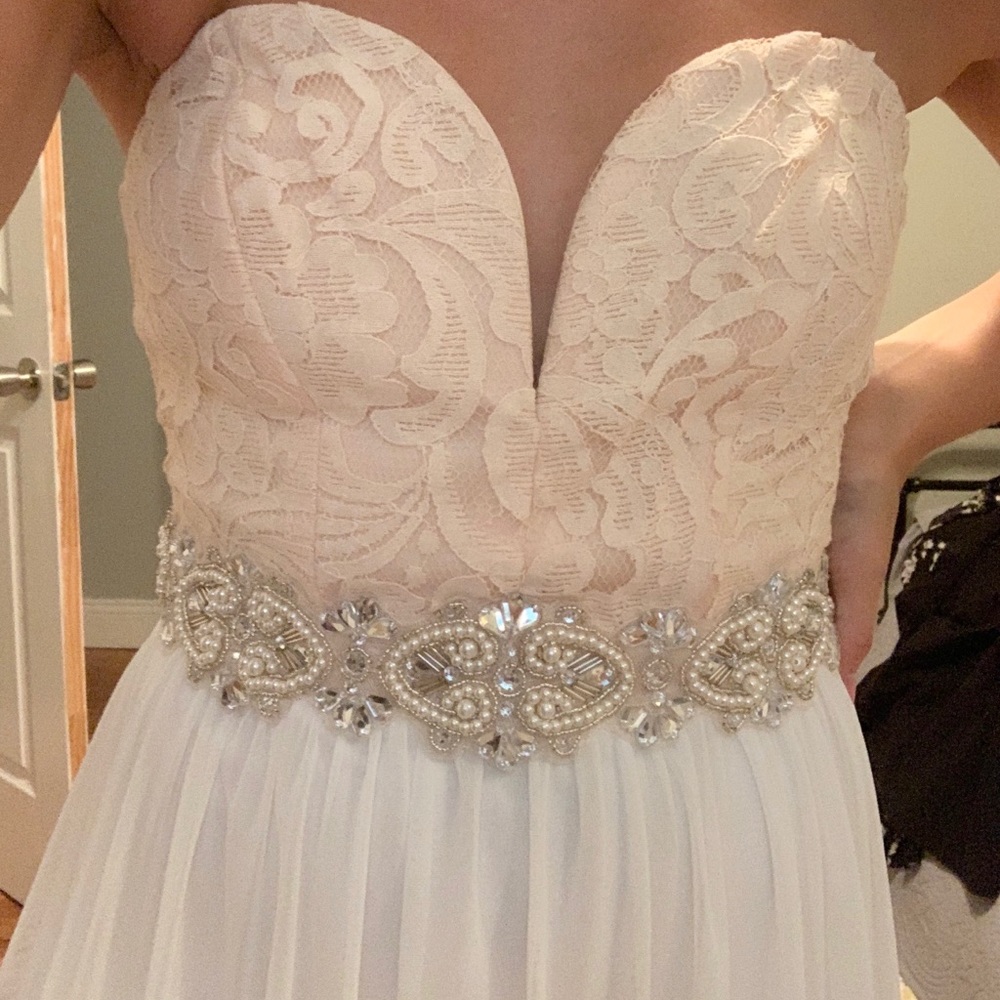 White and Pink Prom/ Formal Dress